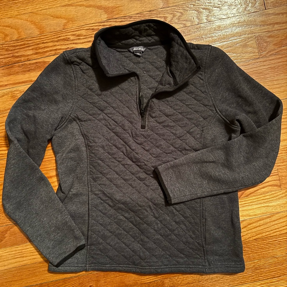 Eddie Bauer, Charcoal, Quilted Pullover
